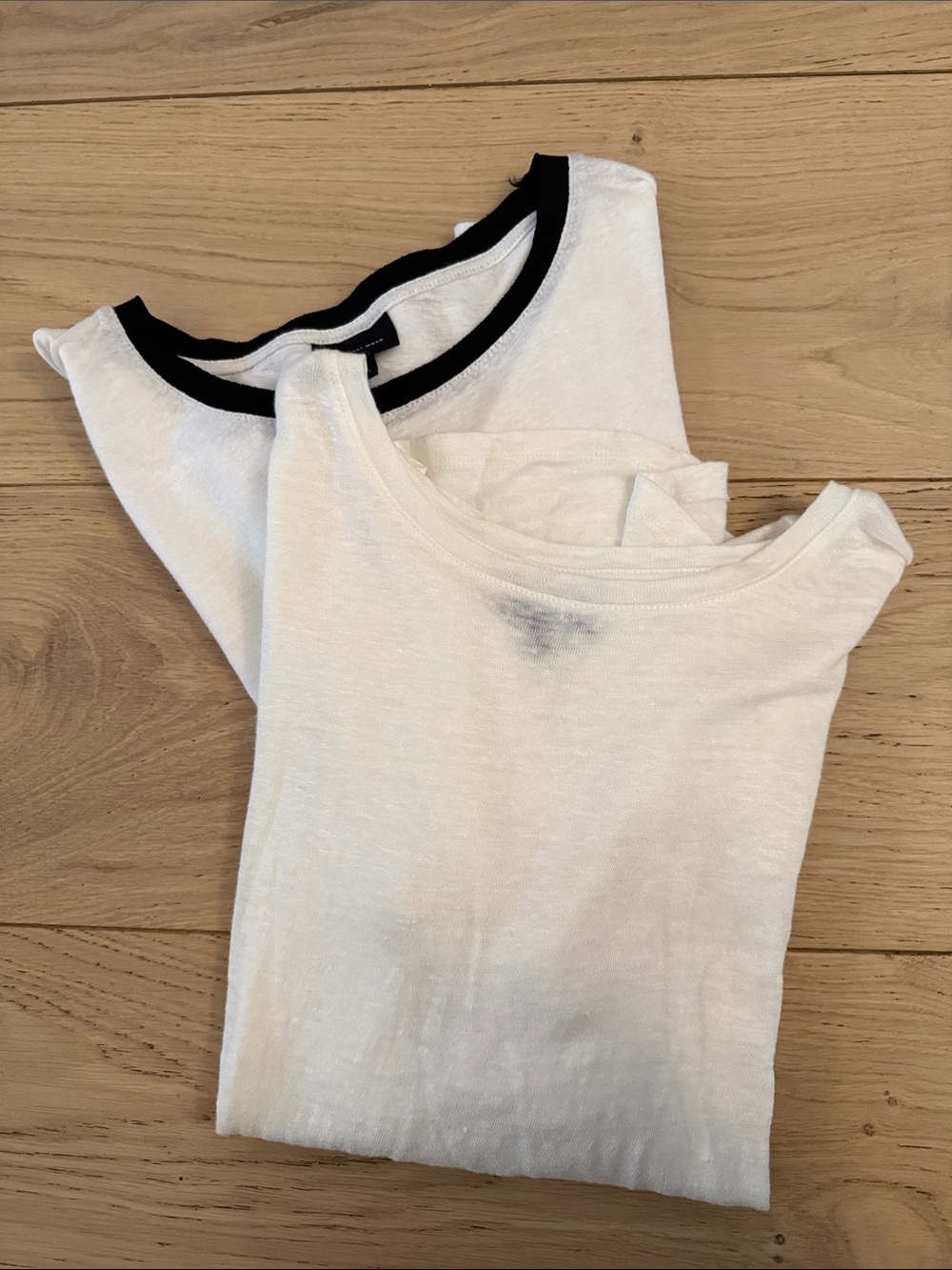 Who What Wear Linen Short Sleeve Tees with Black Trim